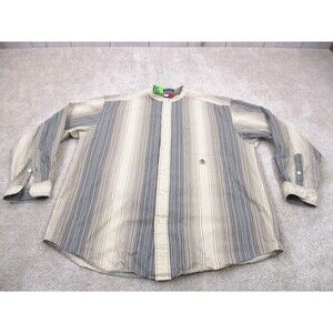 VINTAGE Tommy Hilfiger Shirt Men Medium Beige Herringbone Crest Button Up 90s